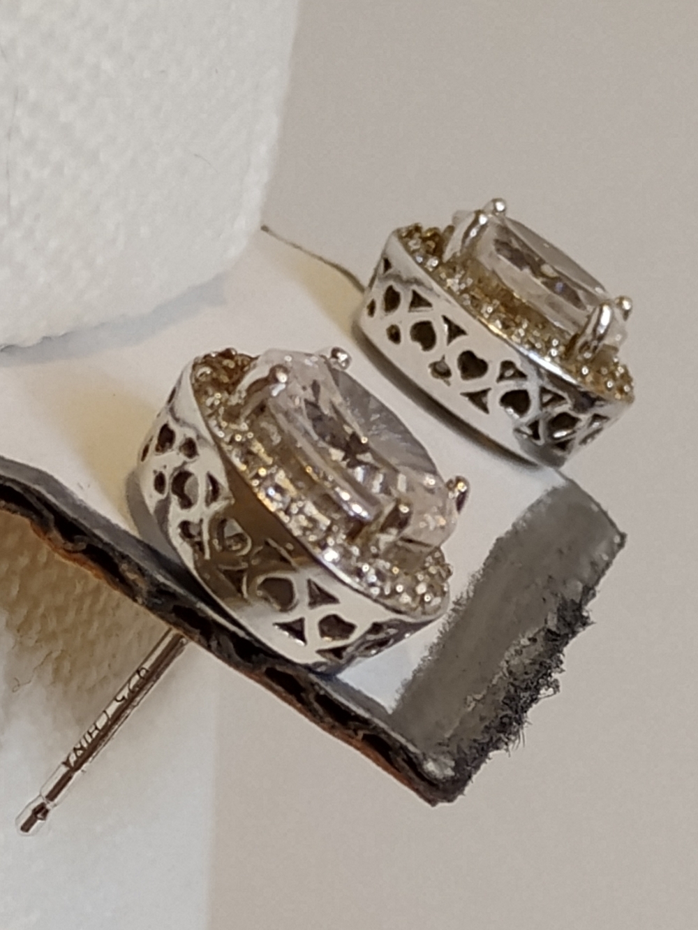 Crystal Oval 925 Silver Stud Earrings